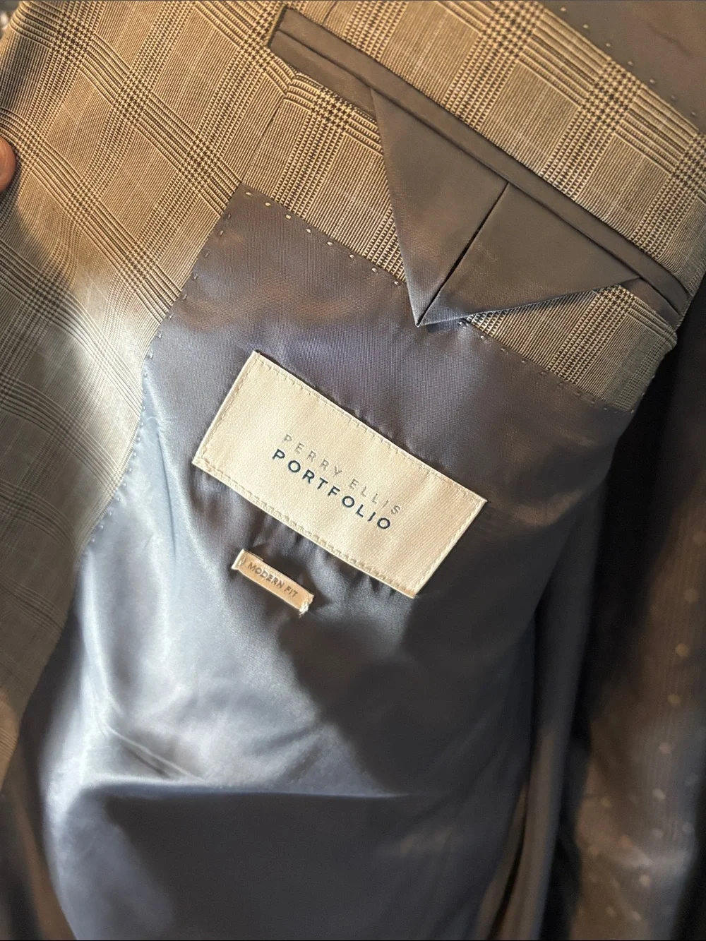 Perry Ellis Gray Glen Plaid Sport Coat